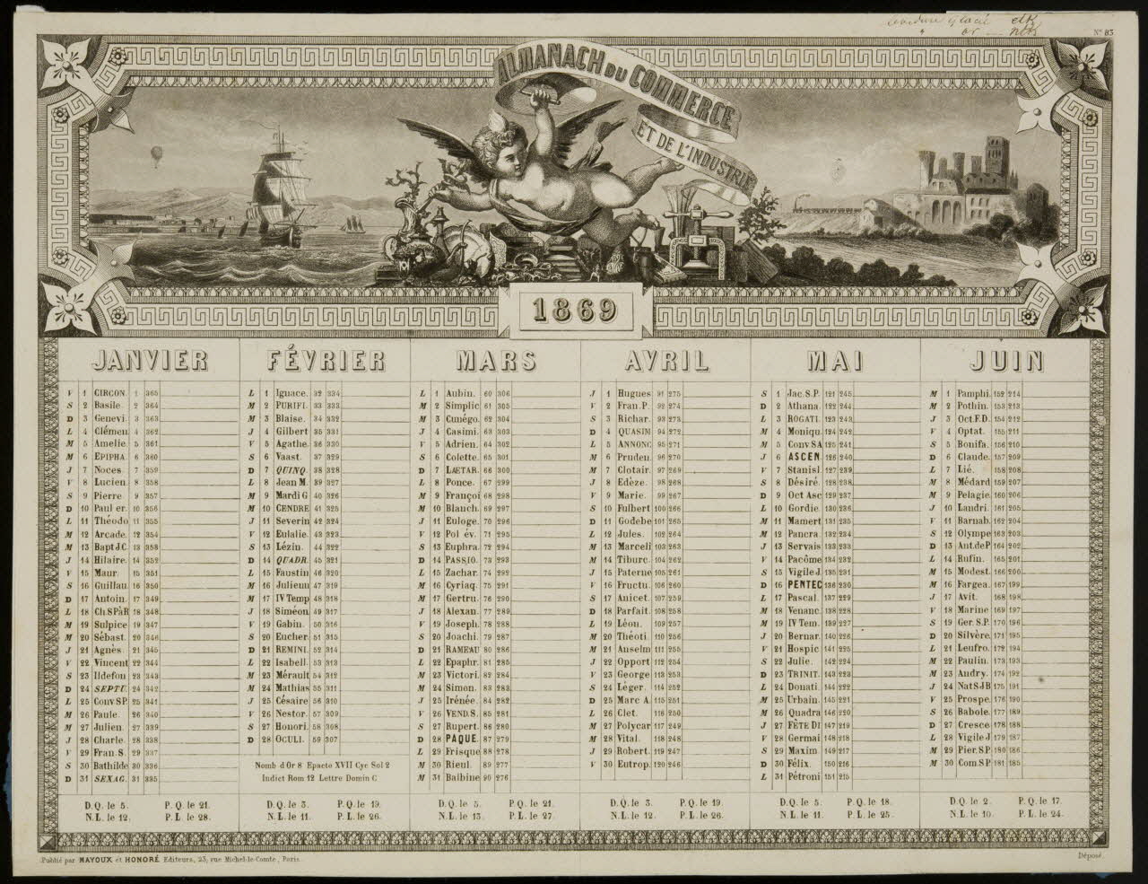 Mayoux Honoré et Cie estampe ALMANACH DU COMMERCE  ET DE L'INDUSTRIE  1869 Paris 1869 1993.2.193.1 Photo