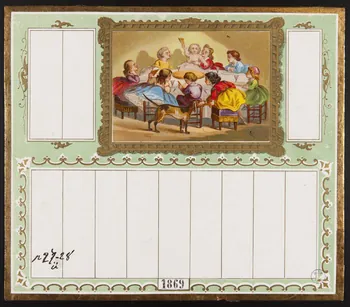 estampe Calendrier d'imprimerie. Maquette. La galette des rois 1869 1993.2.195 Photo