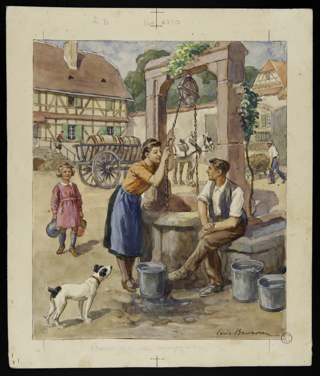 Beuzon Jean Louis dessin Couple près d'un puits 1932 1993.2.208 Photo