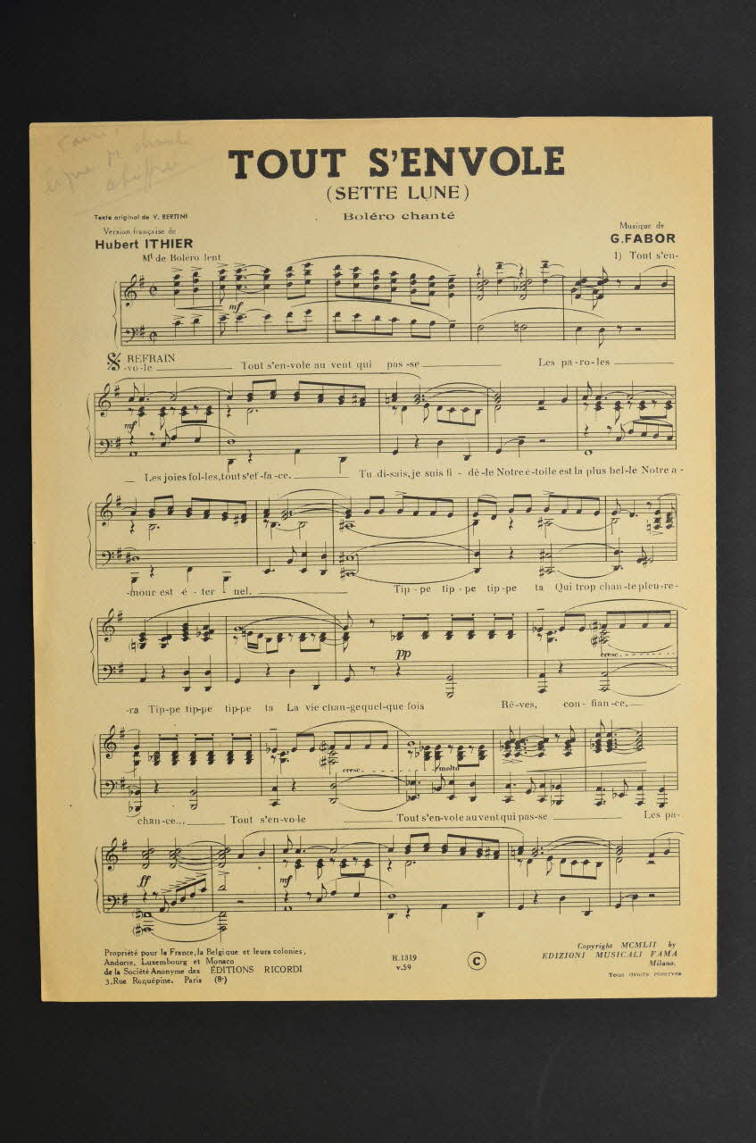 chanson petit format 1969.88.1126 Photo Mucem