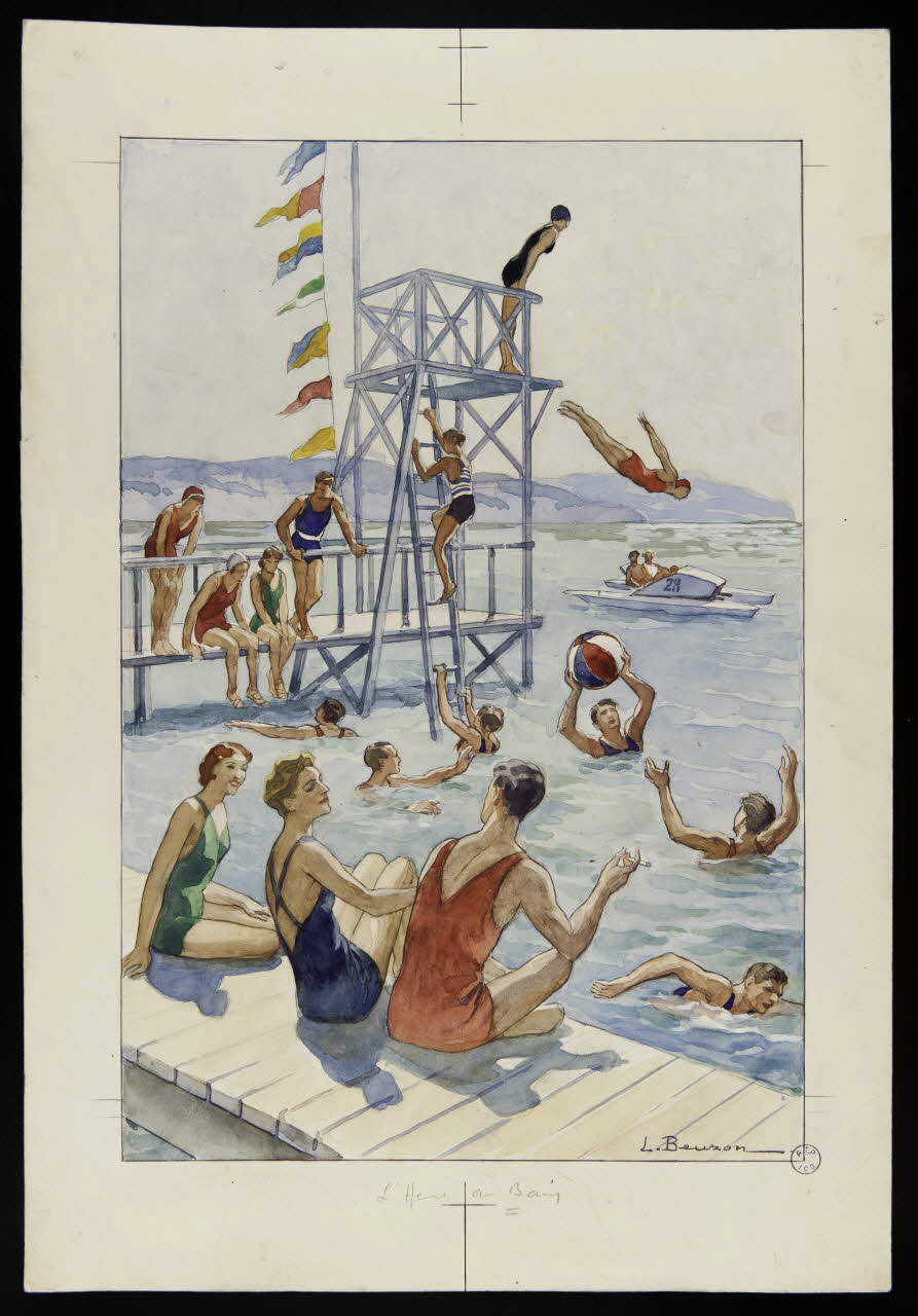 Beuzon Jean Louis dessin Scène de bord de mer avec jeux nautiques 1937 1993.2.213 Photo