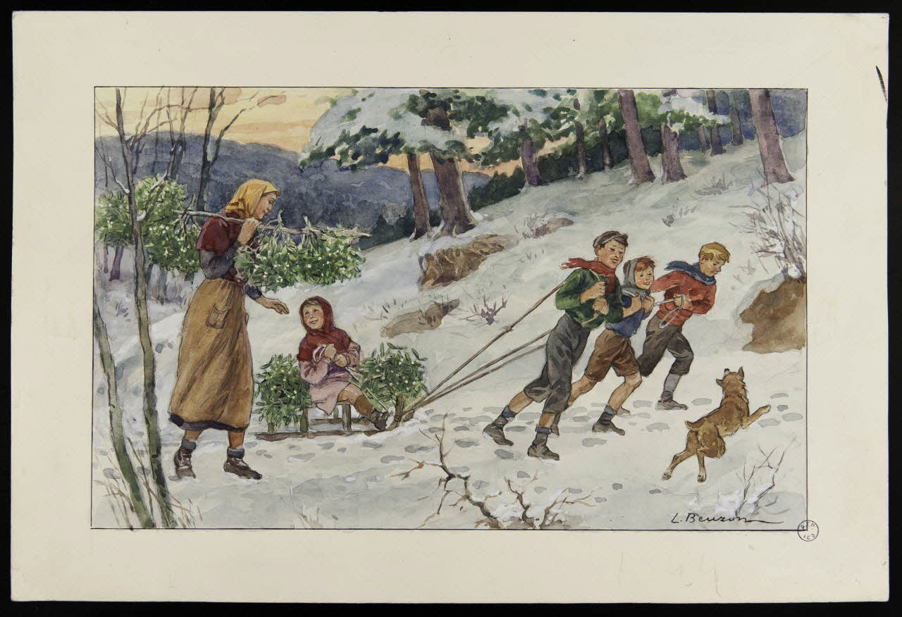 Beuzon Jean Louis dessin Du gui pour Noël 1944 1993.2.217 Photo