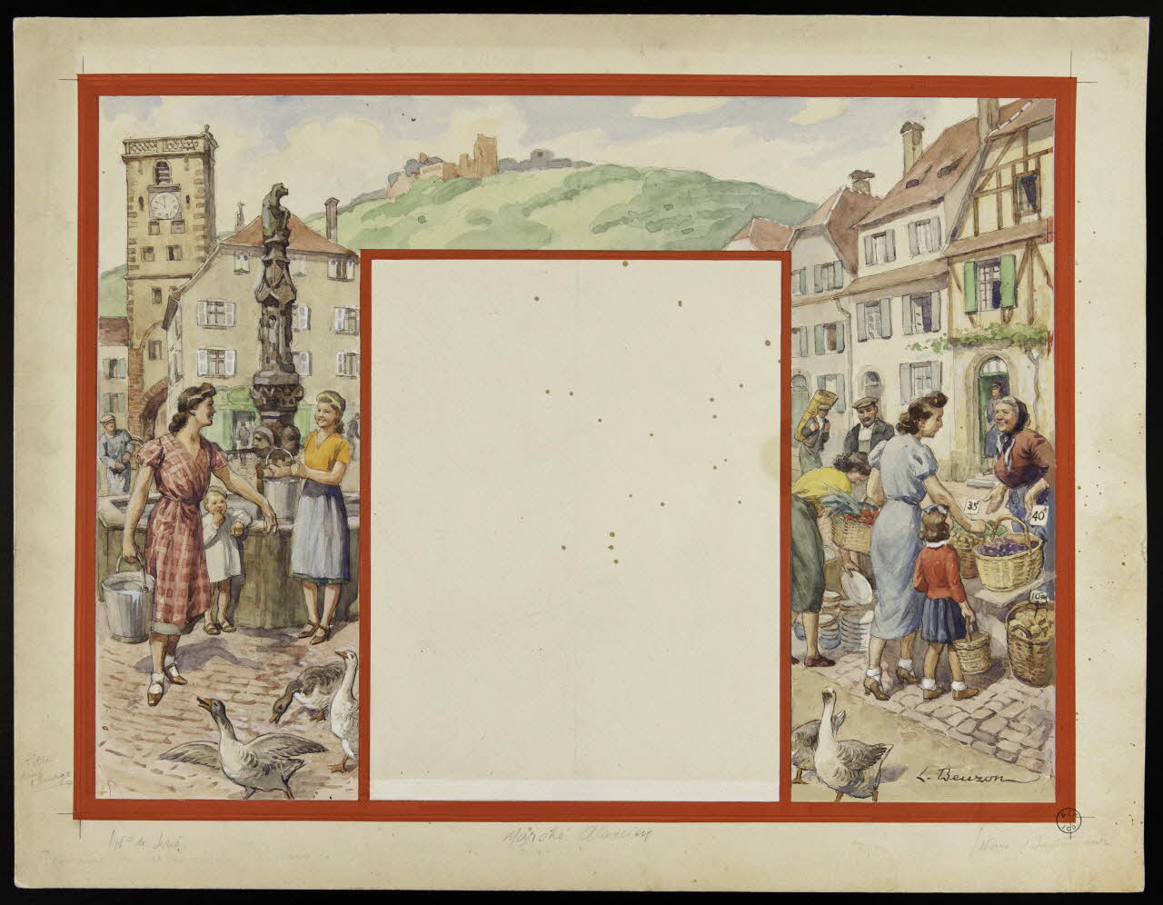Beuzon Jean Louis dessin Marché Alsacien 1945-1955 1993.2.221 Photo