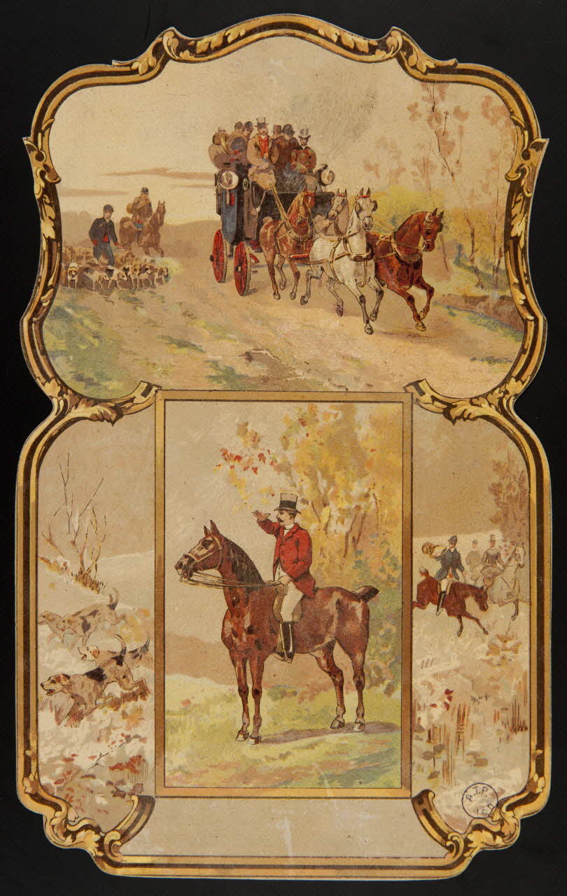 estampe Calendrier d'imprimerie. Scène de diligence et homme à cheval 1993.2.226 Photo