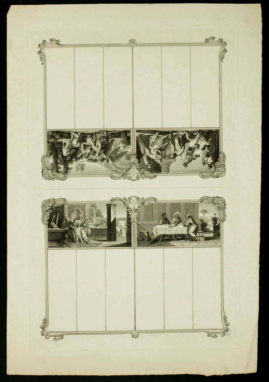 estampe Calendrier d'imprimerie avant lettrage. 4 scènes religieuses 1993.2.236 Photo