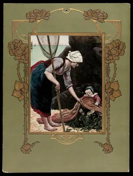 estampe Calendrier d'imprimerie, femme de pêcheur et son enfant endormi 1993.2.239 Photo