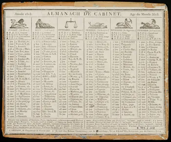 Guyot aîné ; Champignau Mme ; Boullard Anne (lib imagerie ancienne Année 1813. ALMANACH DE CABINET. Age du Monde 5813. Orléans 1812 1993.2.248 Photo