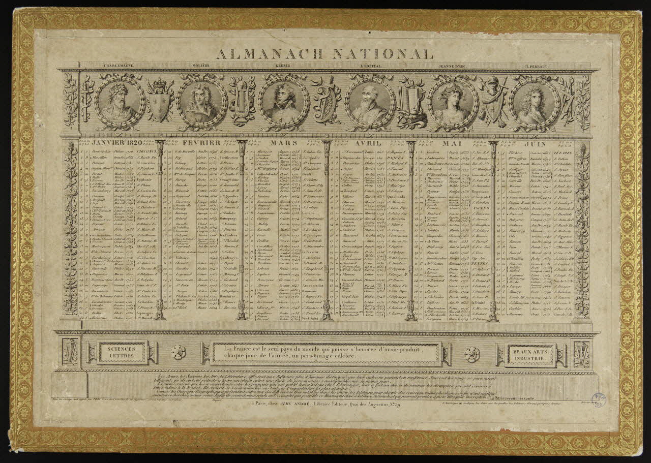 Aimé André almanach ALMANACH NATIONAL Paris 1820 1993.2.26 Photo