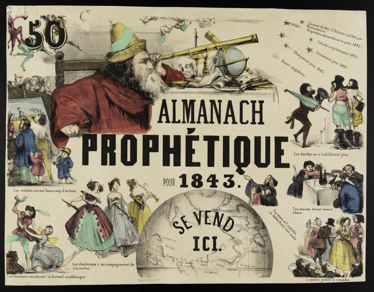 Aubert et Cie affiche ALMANACH  PROPHETIQUE  POUR 1843. Paris 1843 1993.2.29 Photo