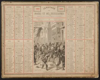 Laurent calendrier ALMANACH  DES  POSTES ET DES TELEGRAPHES  1888  Le Retour au Tonkin Pithiviers 1888 1993.2.319 Photo