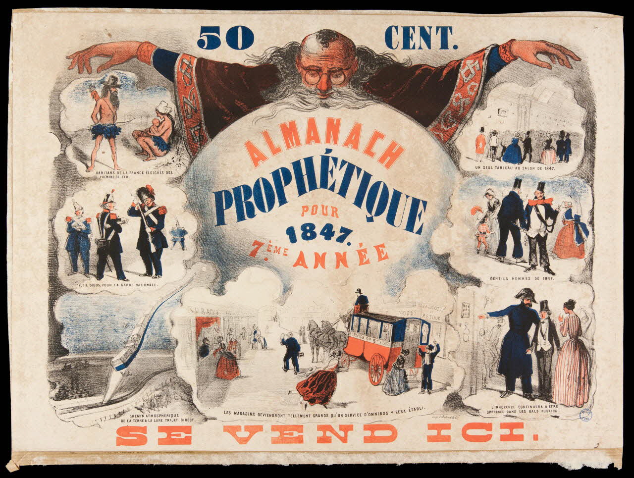 Aubert et Cie affiche ALMANACH  PROPHETIQUE  POUR  1847. 7EME ANNEE Paris 1847 1993.2.32 Photo