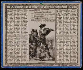Vilain calendrier 1890 ALMANACH DES POSTES ET DES TELEGRAPHES 1890  Le Ménetrier basque Paris 1890 1993.2.329  Photo