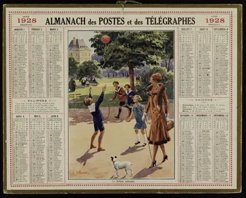 Beuzon Jean Louis calendrier ALMANACH des POSTES et des TELEGRAPHES  1928  Le Ballon échappé. 1928 1993.2.441 Photo