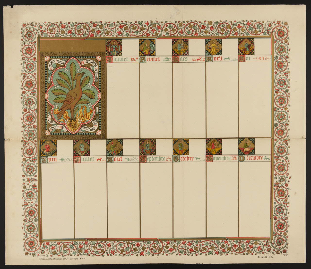 Desclée-De Brouwer calendrier Calendrier avant la lettre de style médiéval Lille 1881 1993.2.50 Photo