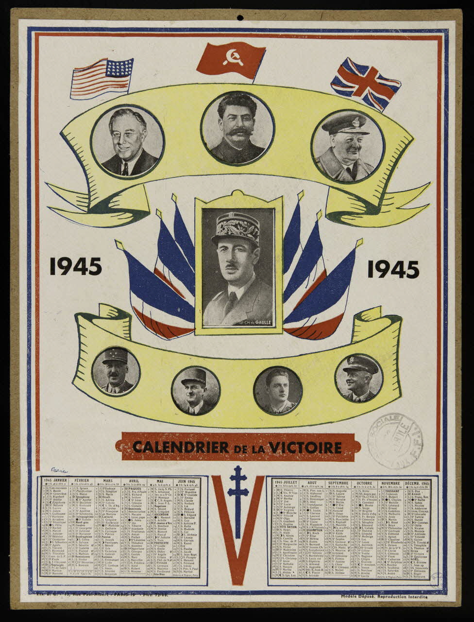 E.C. calendrier CALENDRIER DE LA VICTOIRE 1945 France 1945 1993.2.51 Photo