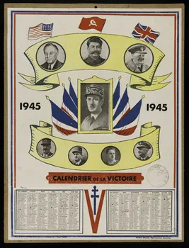 E.C. calendrier CALENDRIER DE LA VICTOIRE 1945 France 1945 1993.2.51 Photo