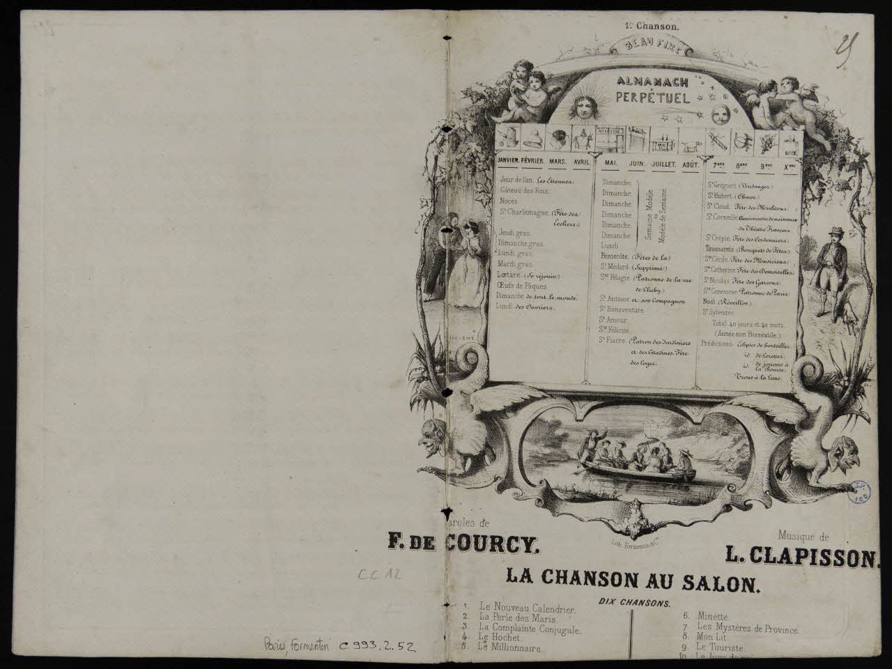partition LA CHANSON AU SALON. 1993.2.52 Photo