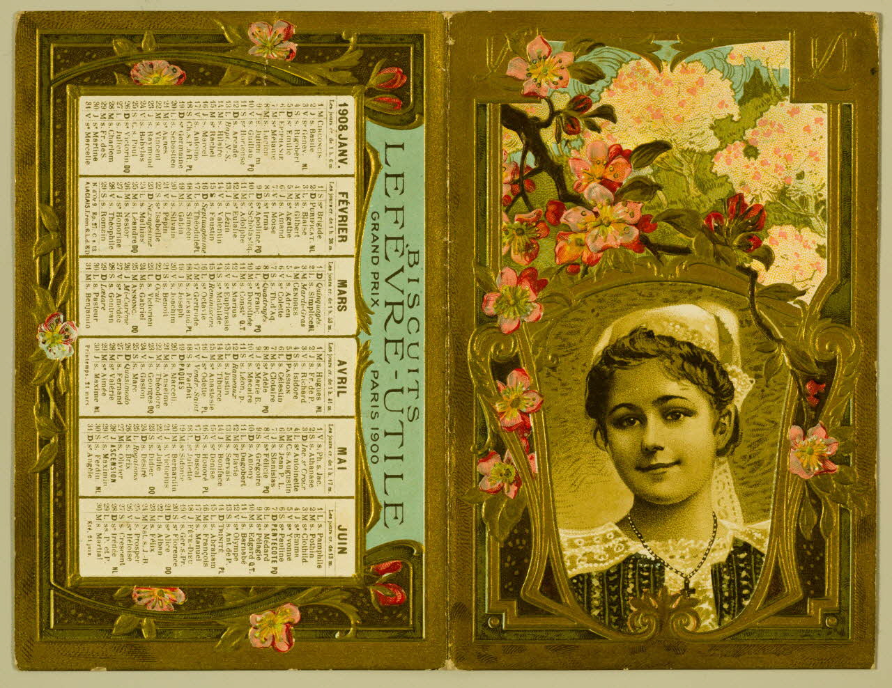calendrier chromo Paris 1908 1993.2.559 Photo