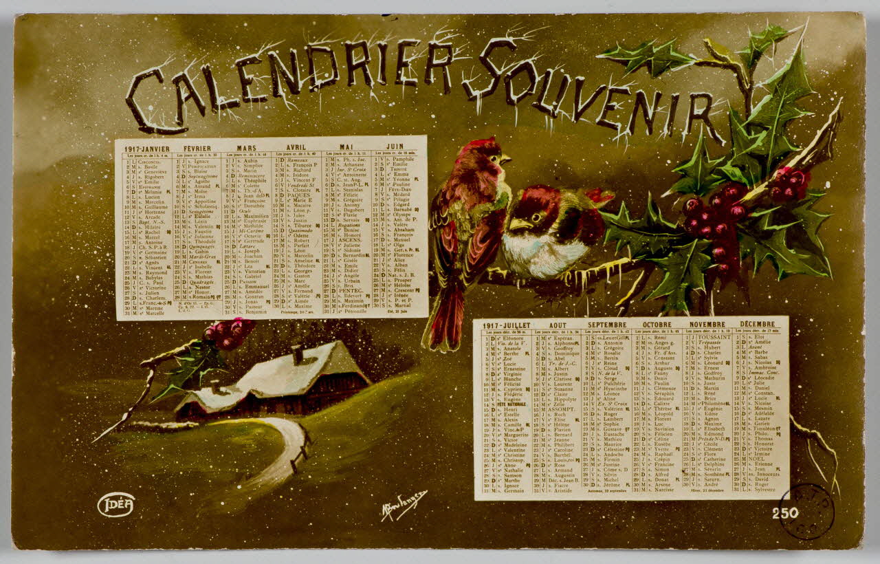 carte postale CALENDRIER SOUVENIR 1917 1993.2.565 Photo