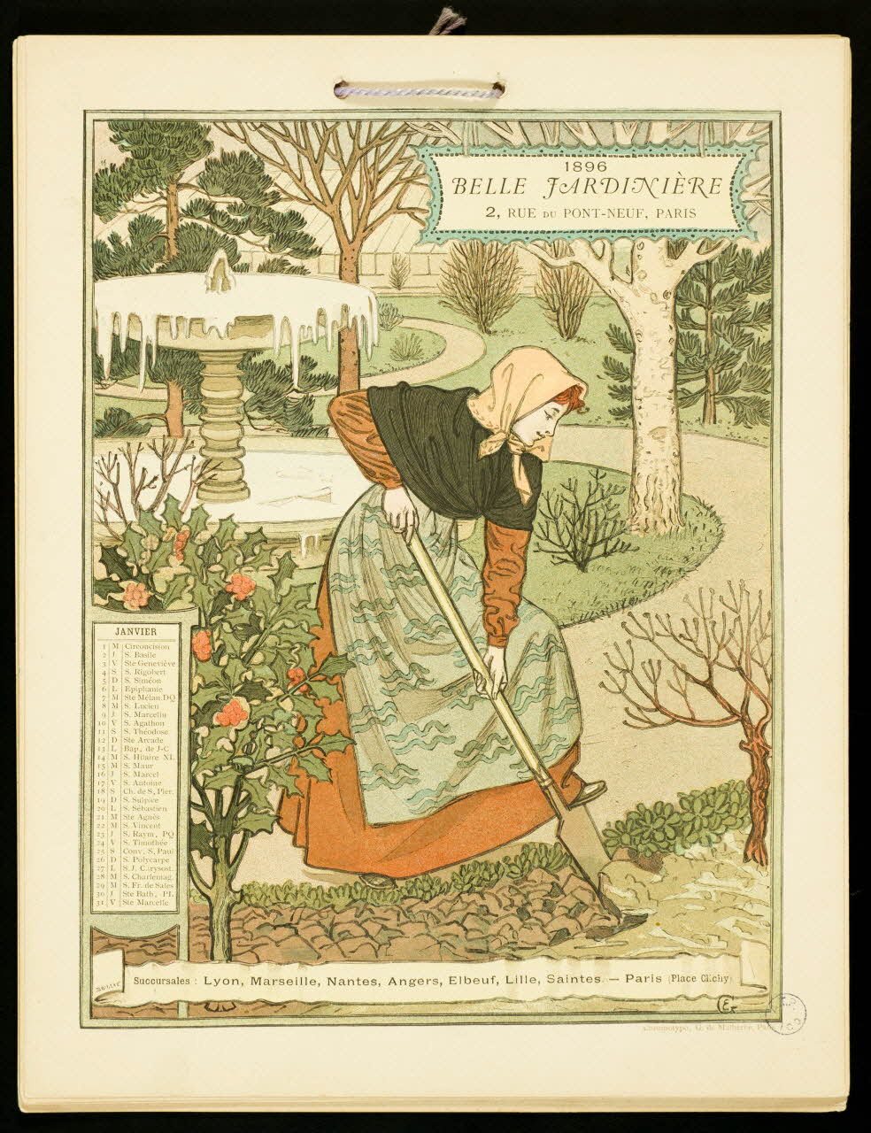 Boileau ; G Malherbe De calendrier Femmes dans un jardin aux différentes saisons Paris 1896 1993.2.80.1-12 Photo