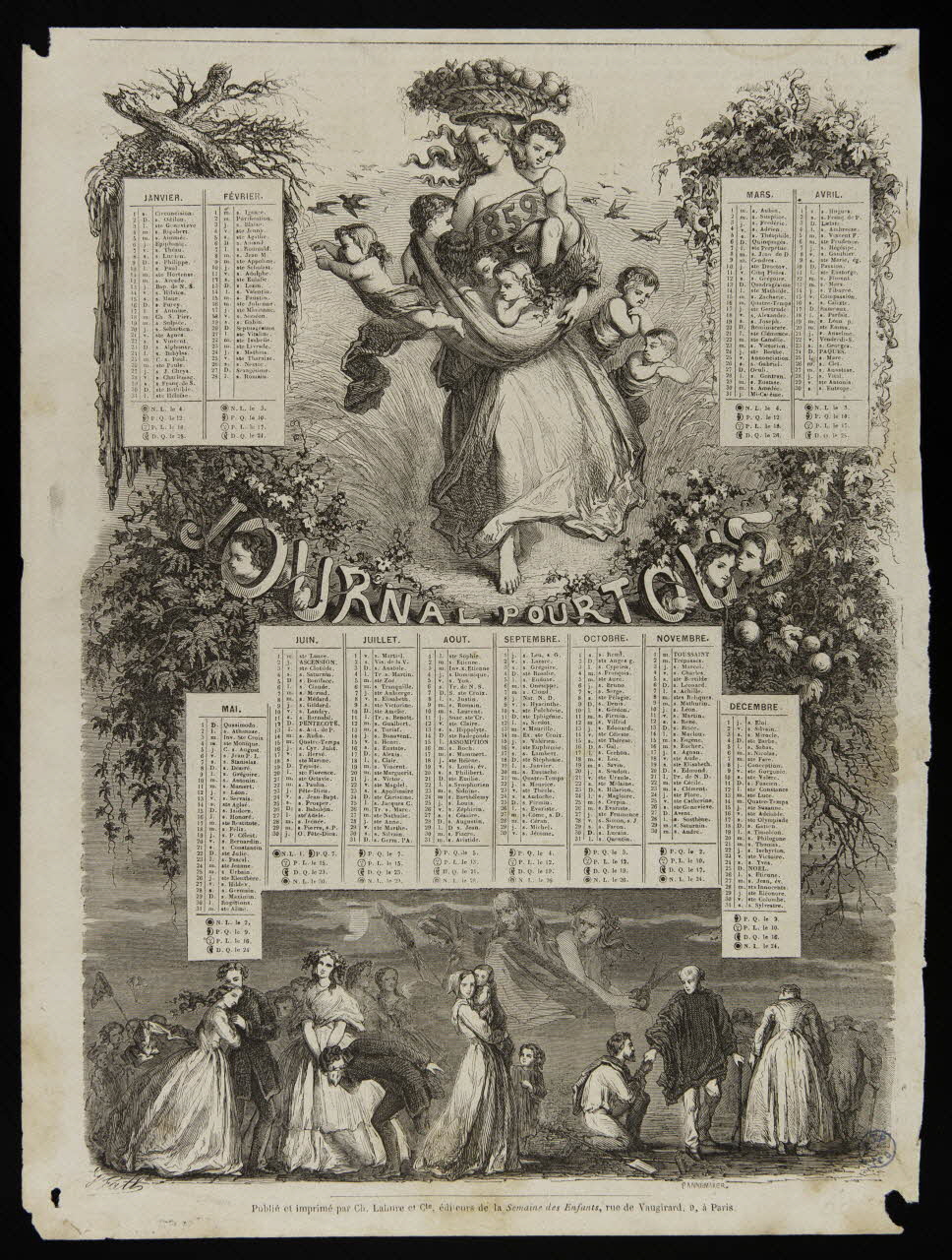 Pannemaker ; Fath G. ; Lahure calendrier JOURNAL POUR TOUS Paris 1859 1993.2.85 Photo