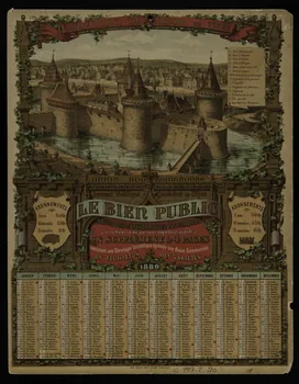 Eugène Jobard calendrier CHÂTEAU DE DIJON en 1512  LE BIEN PUBLIC Dijon 1889 1993.2.90 Photo