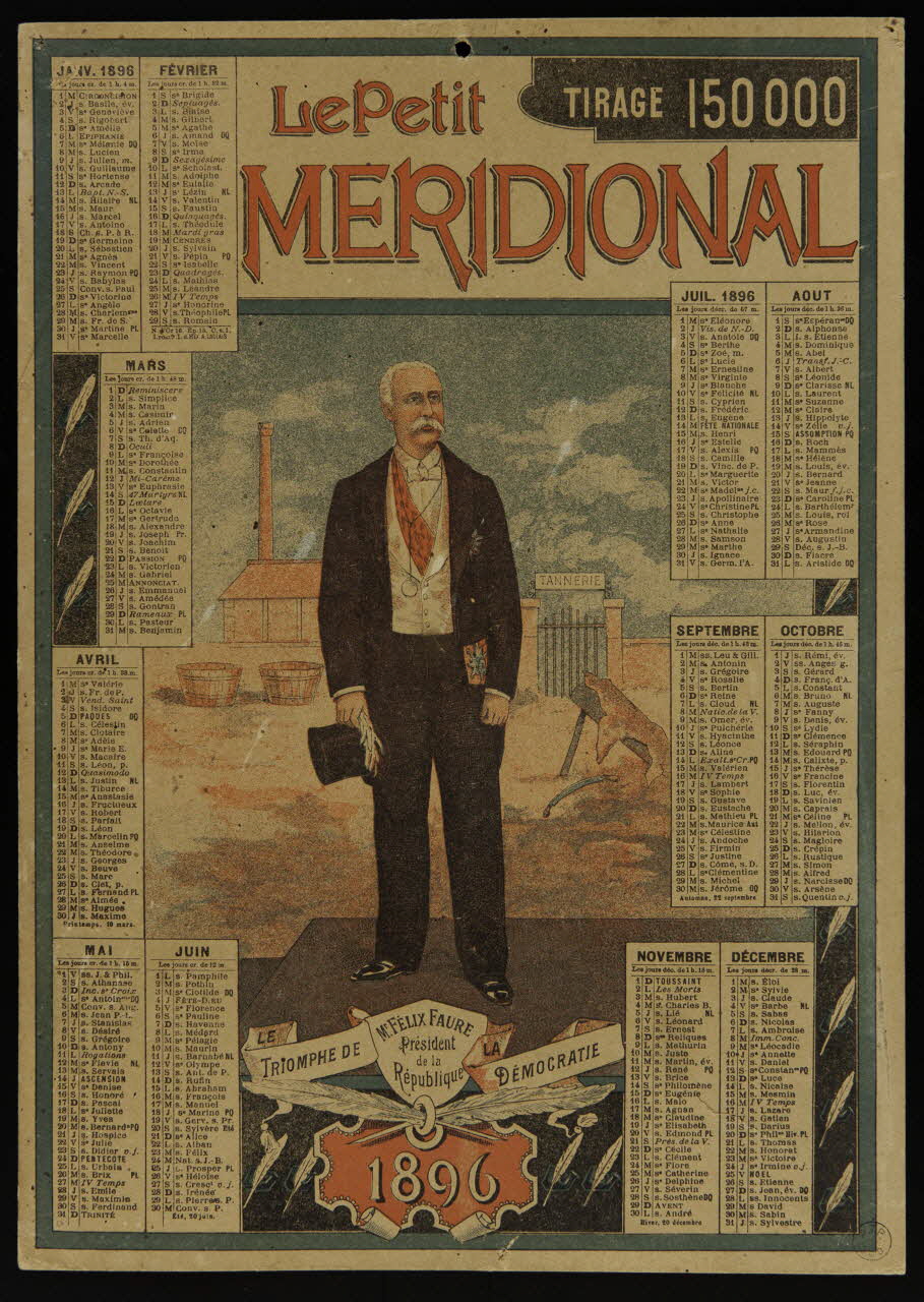 calendrier LE TRIOMPHE DE  Mr FELIX FAURE  Président  de la  République  LA DEMOCRATIE 1896 1993.2.98 Photo