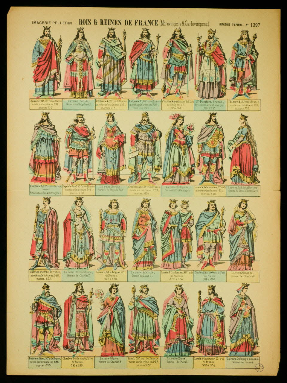 estampe ROIS & REINES DE FRANCE (Mérovingiens & Carolingiens) 1993.32.17 Photo