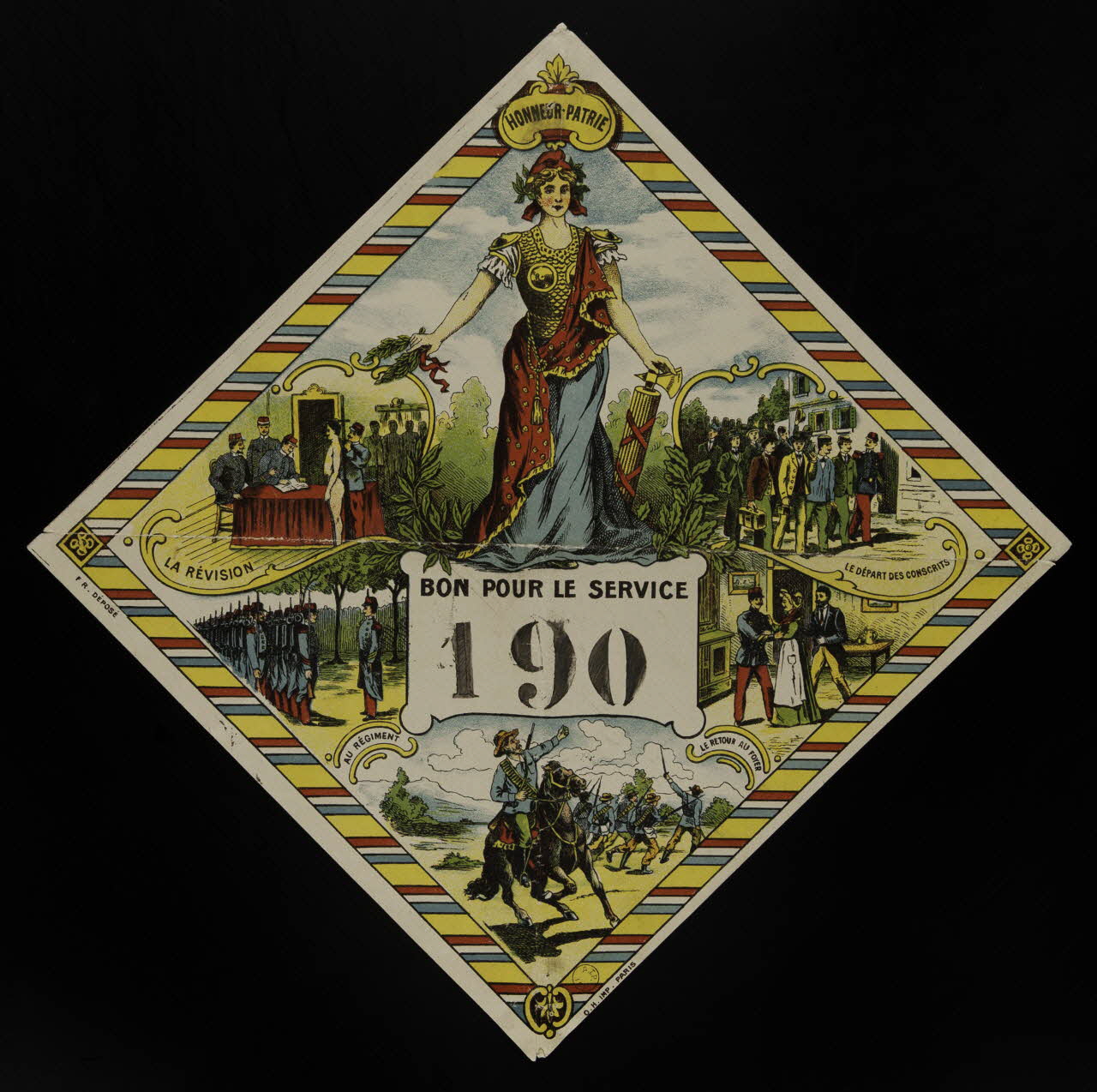 O.H. numéro de conscrit BON POUR LE SERVICE Paris 1905-1914 1993.7.3 Photo