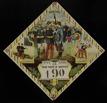 O.H. numéro de conscrit VIVE LA CLASSE  BON POUR LE SERVICE Paris 1905-1914 1993.7.4 Photo