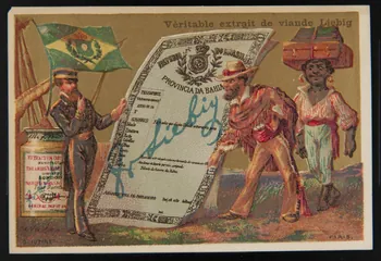 D. Hutinet carte réclame Militaire devant affiche et pot Liebig 1878-1883 1994.25.133  Photo