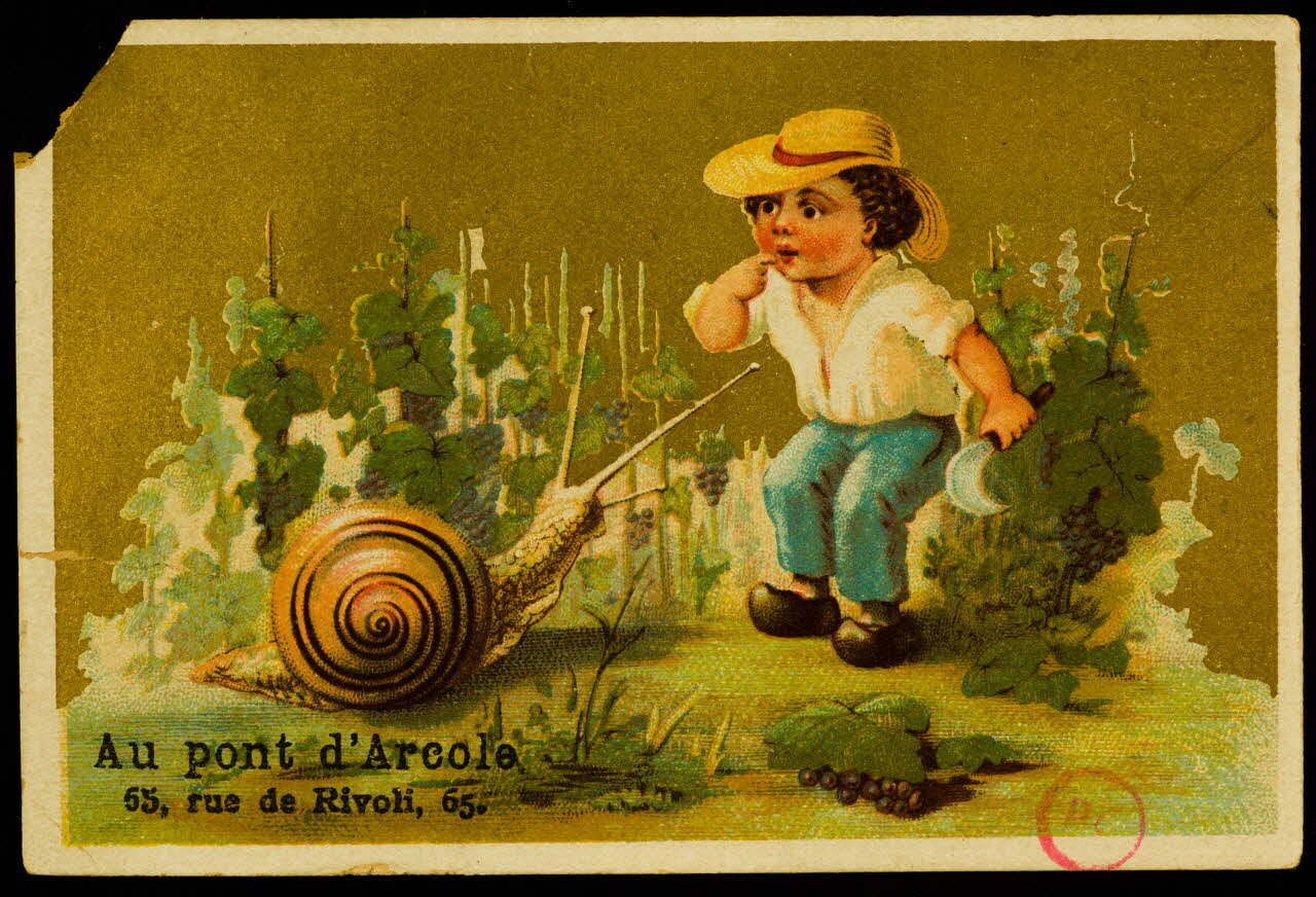 carte réclame Garçon et escargot 1994.31.317.1 Photo