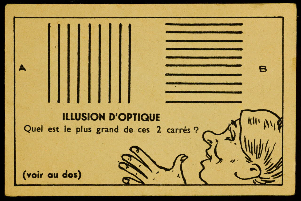 carte réclame ILLUSION D'OPTIQUE  Quel est le plus grand de ces 2 carrés ? 1996.40.1767.1 Photo