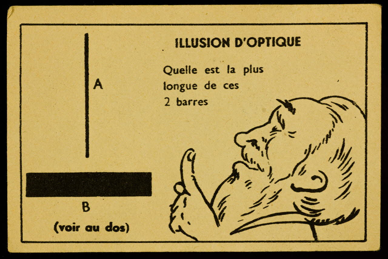 carte réclame ILLUSION D'OPTIQUE  Quelle est la plus  longue de ces  2 barres 1996.40.1767.2 Photo