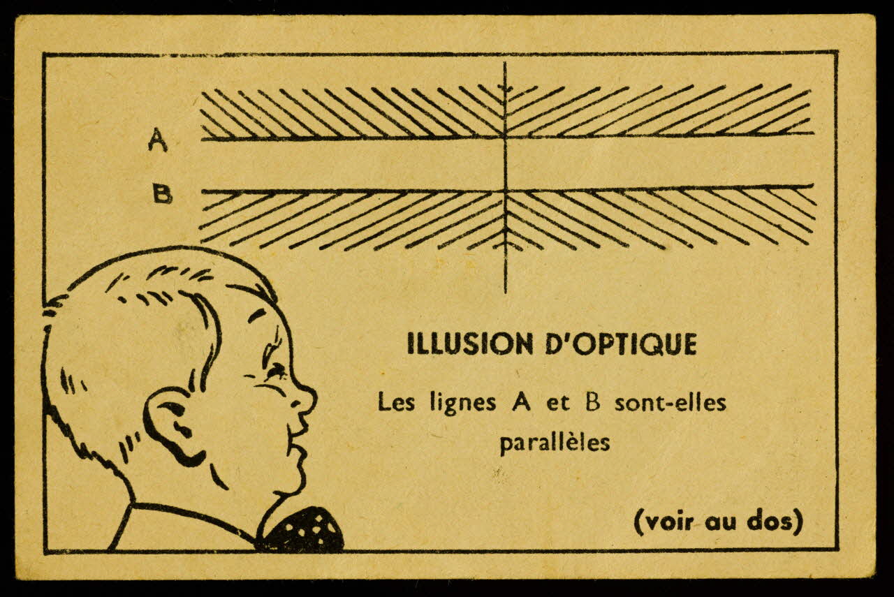 carte réclame ILLUSION D'OPTIQUE  Les lignes A et B sont-elles  parallèles 1996.40.1767.6 Photo