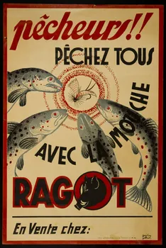 estampe pêcheurs !!  PÊCHEZ TOUS  AVEC LA MOUCHE  RAGOT 1998.105.16 Photo