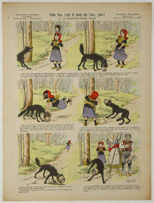 Blanchet-Magon ; Pellerin à compartiments (2 x 3) Cette fois, c'est le Loup qui l'est ... pris !  ou : LE CHAPERON-ROUGE VENGE Lorraine, France 1897 1998.37.115 Photo