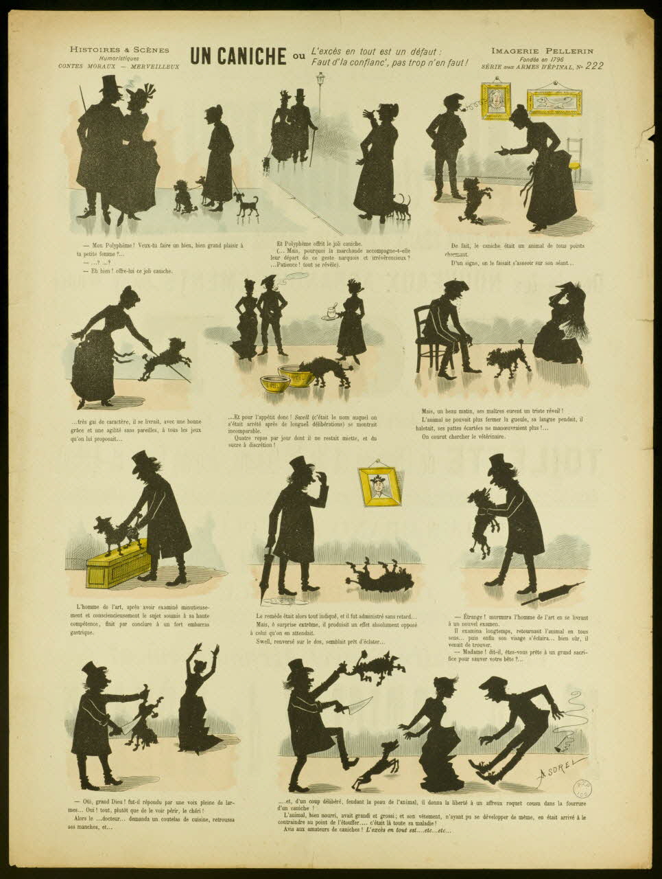 Sorel A. ; Pellerin à compartiments UN CANICHE ou L'excès en tout est un défaut :  Faut d'la confianc', pas trop n'en faut ! Lorraine, France 1897 1998.37.116 Photo