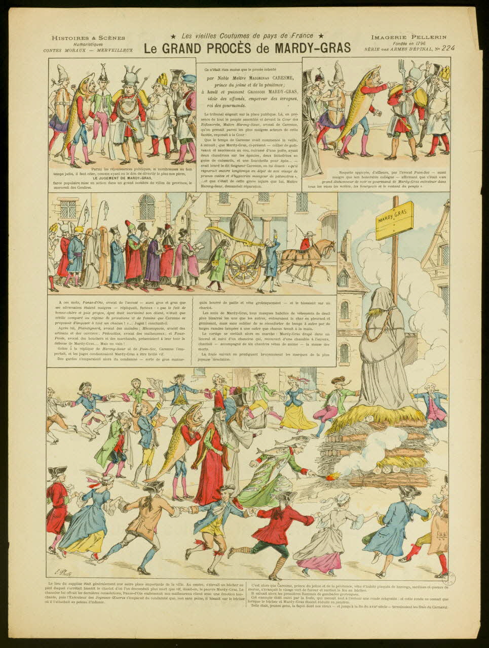 Phosty E. ; Pellerin à compartiments Les vieilles Coutumes de pays de France  Le GRAND PROCES de MARDY-GRAS Lorraine, France 1897 1998.37.118 Photo
