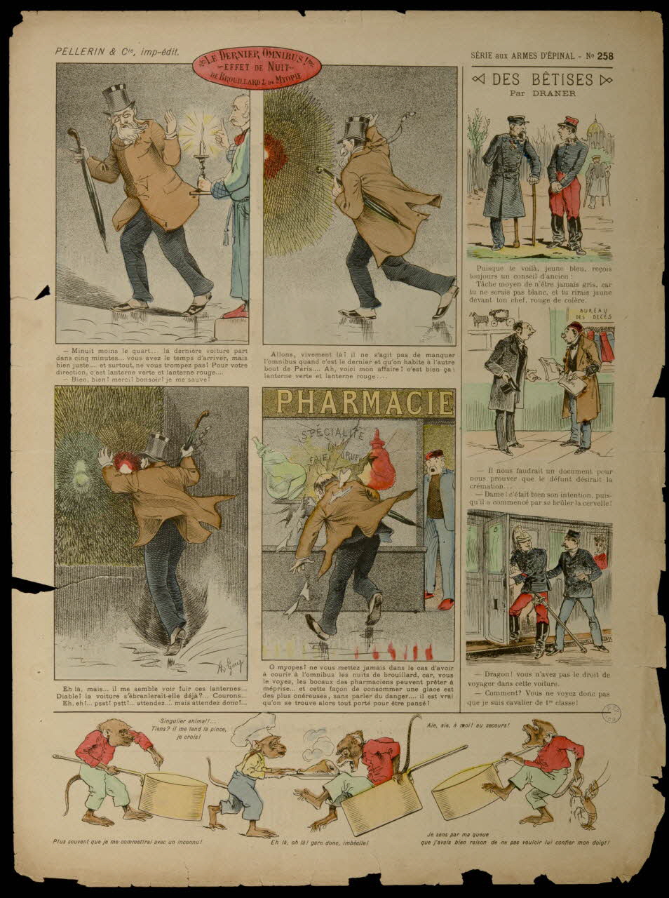 Guy A. ; Draner ; Pellerin estampe LE DERNIER OMNIBUS !  EFFET DE NUIT  DE BROUILLARD & DE MYOPIE Lorraine, France 1899 1998.37.140 Photo