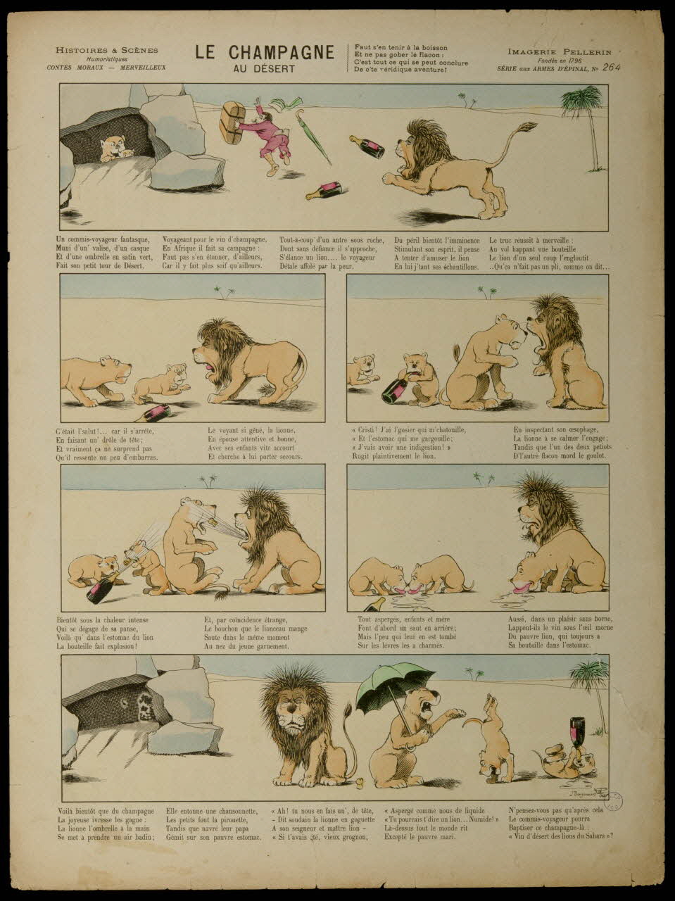 Benjamin Rabier ; Pellerin à compartiments LE CHAMPAGNE  AU DESERT Lorraine, France 1899 1998.37.146 Photo
