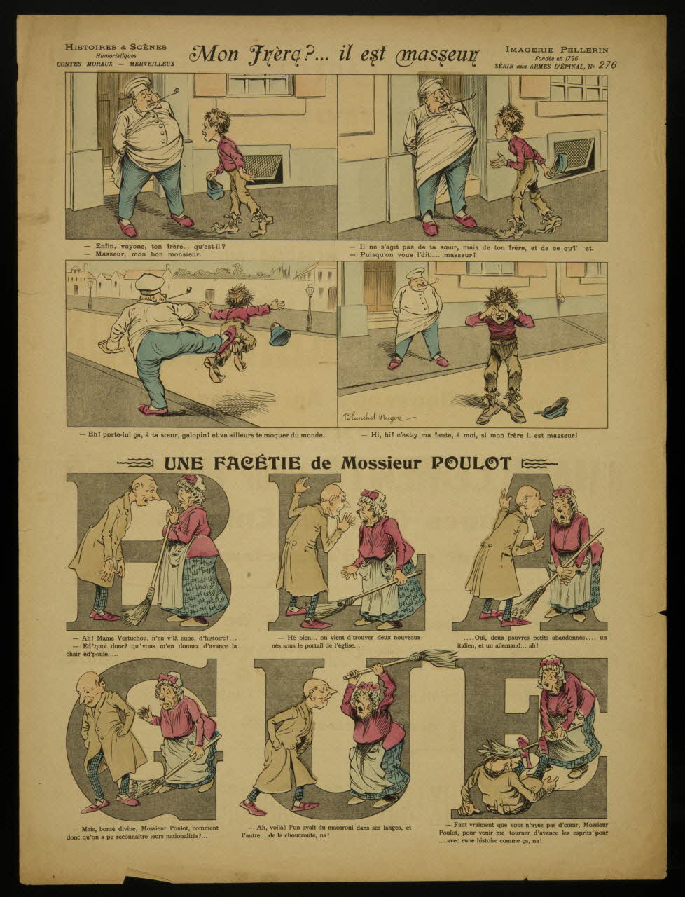 Blanchet-Magon ; Pellerin à compartiments Mon Frère ?... il est masseur  UNE FACETIE de Mossieur POULOT Lorraine, France 1899 1998.37.155 Photo