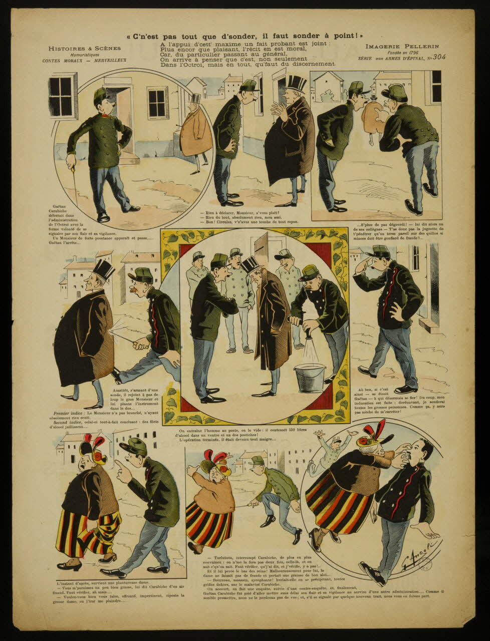 Angéli G. ; Pellerin à compartiments (3 x 3) "C'n'est pas tout que d'sonder, il faut sonder à point !" Lorraine, France 1901 1998.37.161 Photo
