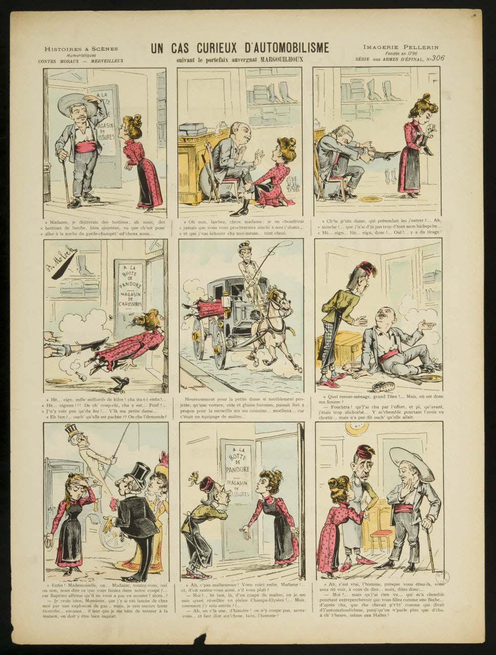 B. Moloch ; Pellerin à compartiments (3 x 3) UN CAS CURIEUX D'AUTOMOBILISME  suivant le portefaix auvergnat MARGOUILHOUX Lorraine, France 1901 1998.37.164 Photo
