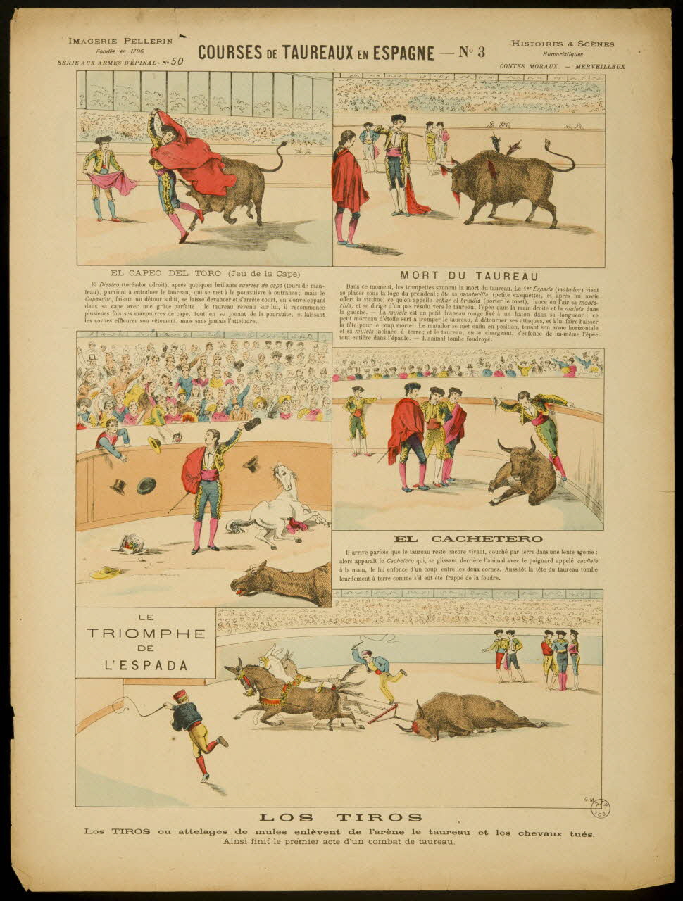 G.M. ; Pellerin estampe COURSES DE TAUREAUX EN ESPAGNE - N°3 Lorraine, France 1889 1998.37.18 Photo