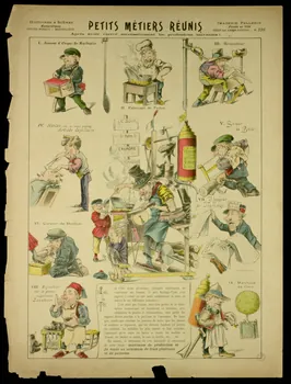 Lerouge Raoul ; Pellerin estampe PETITS METIERS REUNIS  Après avoir exercé successivement les professions suivantes Lorraine, France 1904 1998.37.190 Photo