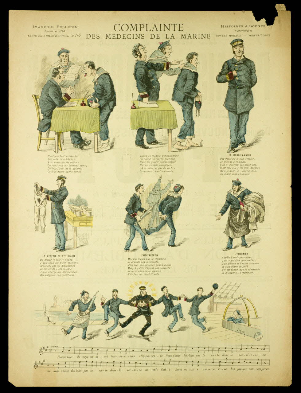 Gino L. ; Pellerin à registres (3) COMPLAINTE  DES MEDECINS DE LA MARINE Lorraine, France 1893 1998.37.32 Photo