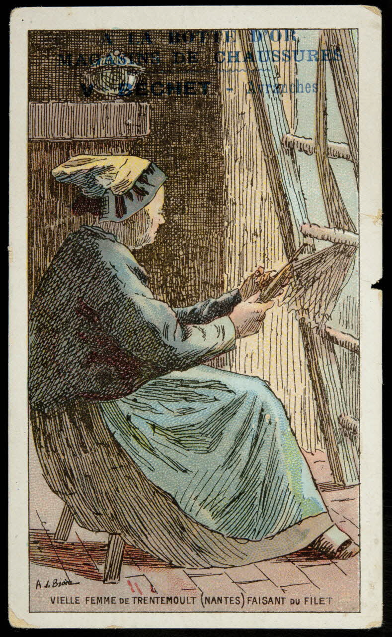 carte réclame VIEILLE FEMME DE TRENTEMOULT (NANTES) FAISANT DU FILET 1998.77.116.7 Photo