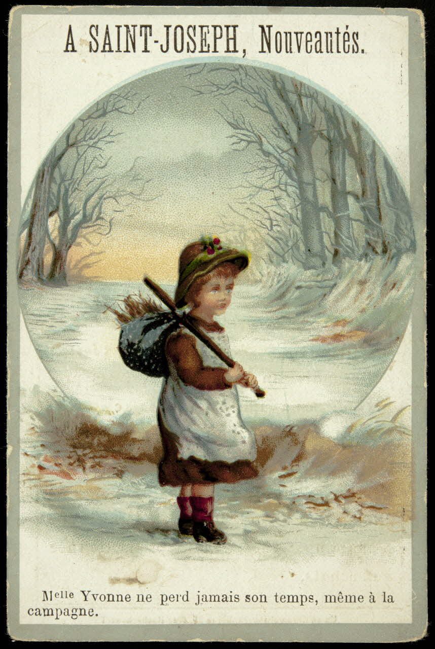 carte réclame Melle Yvonne ne perd jamais son temps, même à la  campagne. 1998.77.120.4 Photo