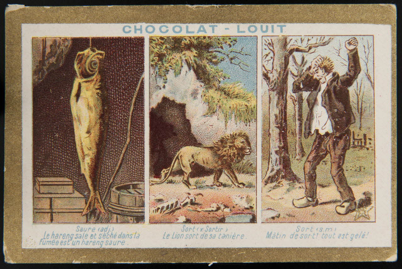 carte réclame Saure (adj.)  Sort (v. Sortir)  Sort (s.m.) 1998.77.121.2 Photo